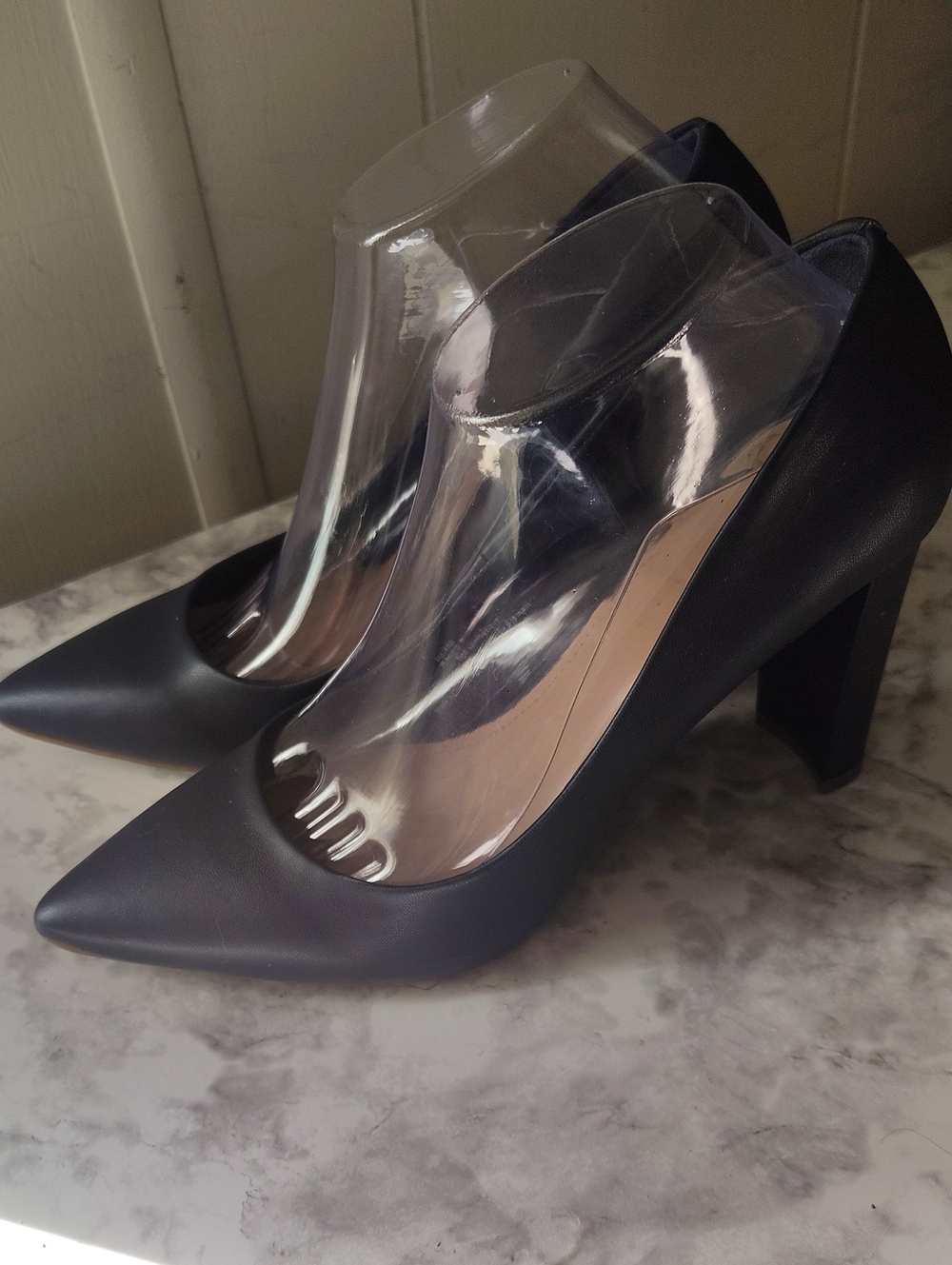 Marc New York Black Pointed-Toe Block Heel Pumps